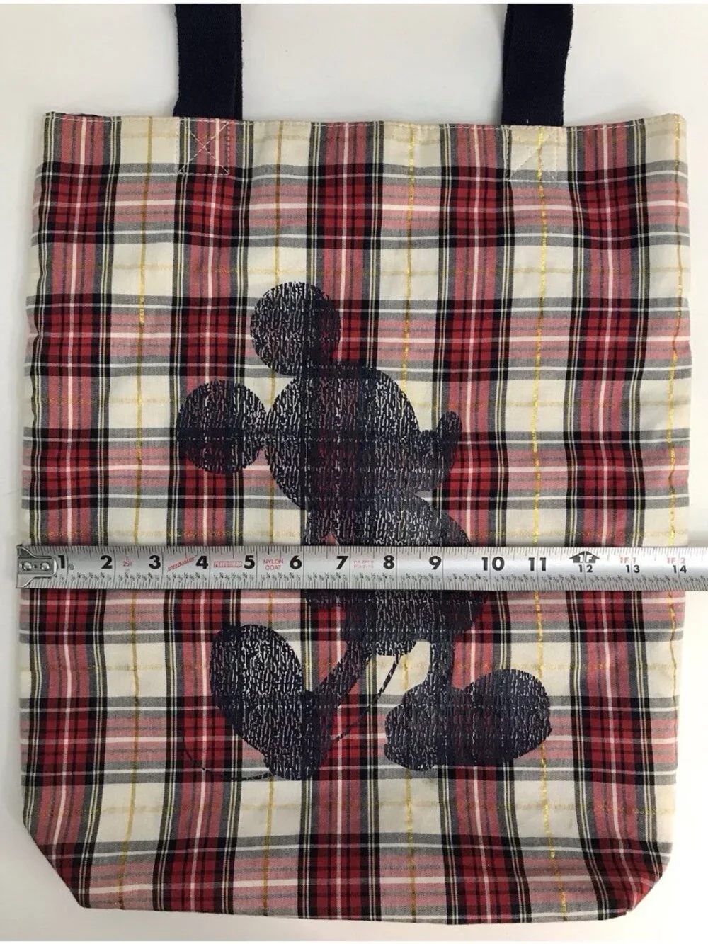 Plaid Mickey Mouse Tote Walt Disney World Disneyland Reusable Bag Magnetic Close
